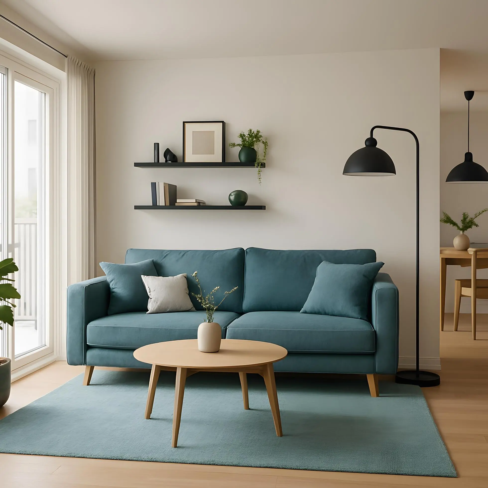 cozy-living-room-with-teal-sofa-wood-furniture-and-natural-light-from-balcony-door